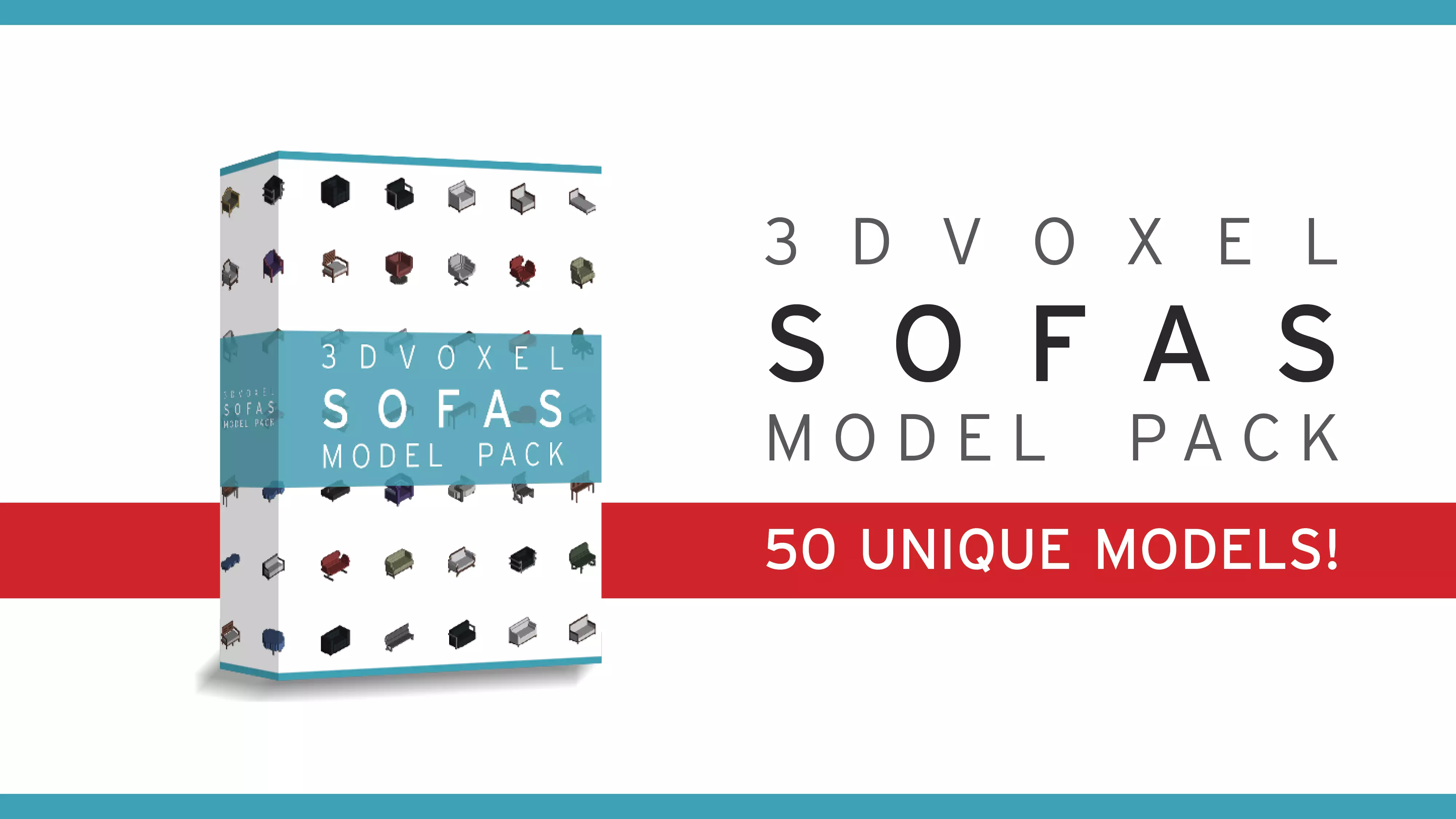 Afinity Studios - 3D Voxel Sofas Model pack Low-poly 3D model_0