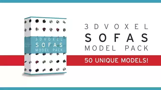 Afinity Studios - 3D Voxel Sofas Model pack Low-poly 3D model