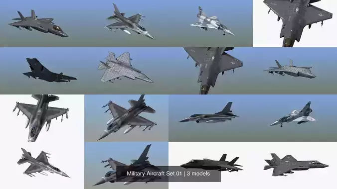 Military Aircraft Set 01 3D Model Collection
