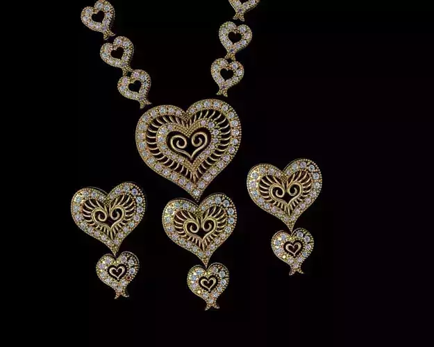 NECKLACE heart shaped and earrings
