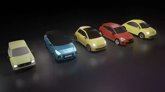 Low-poly small cars collection - 5 in 1
