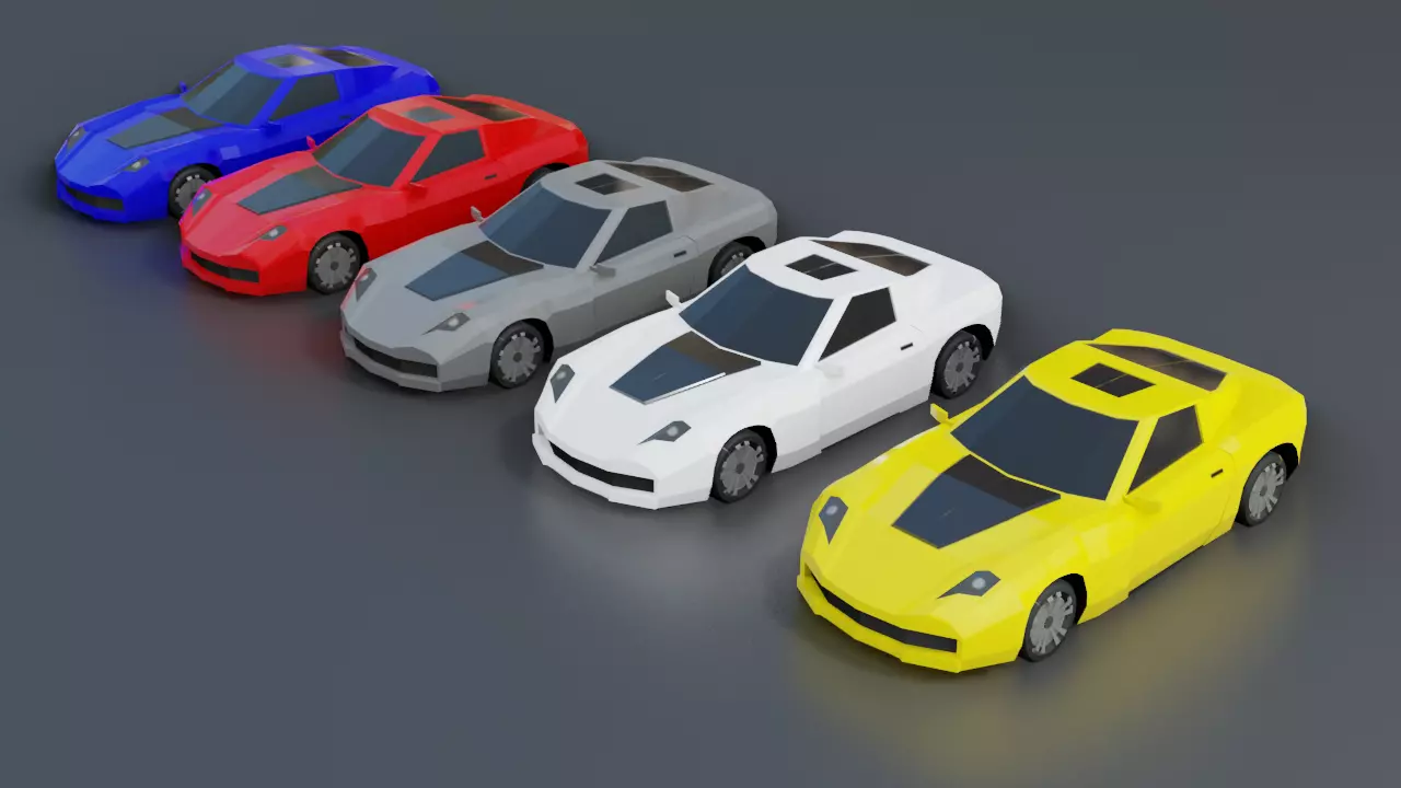 Corovette Stingray Cars Collections -Low Poly - Game Ready Low-poly 3D model