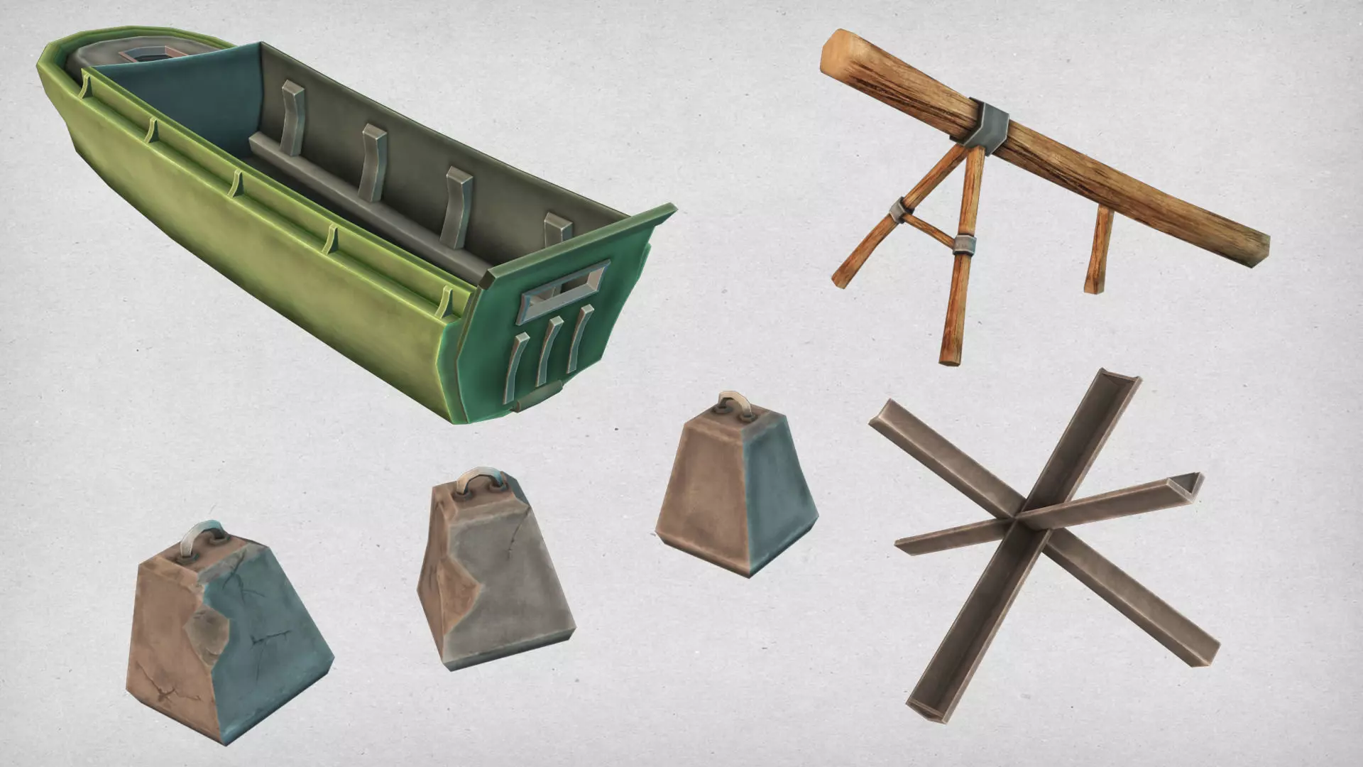 Beach Landing Pack Low-poly 3D model_0