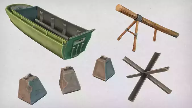 Beach Landing Pack Low-poly 3D model