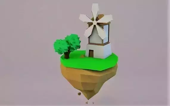Low poly flying island 3D model