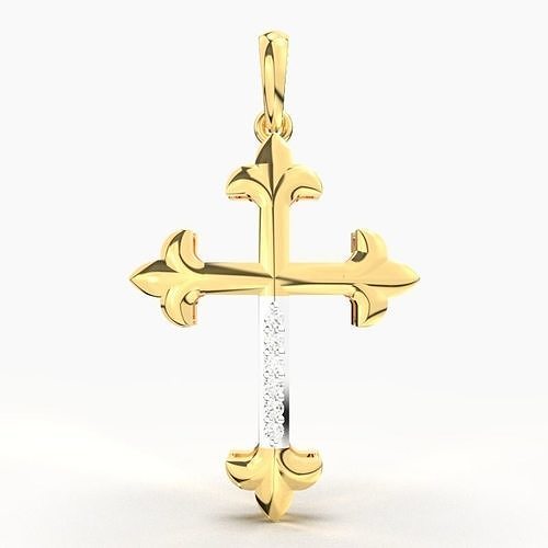 JESUS CROSS DIAMOND PENDANT 3D print model