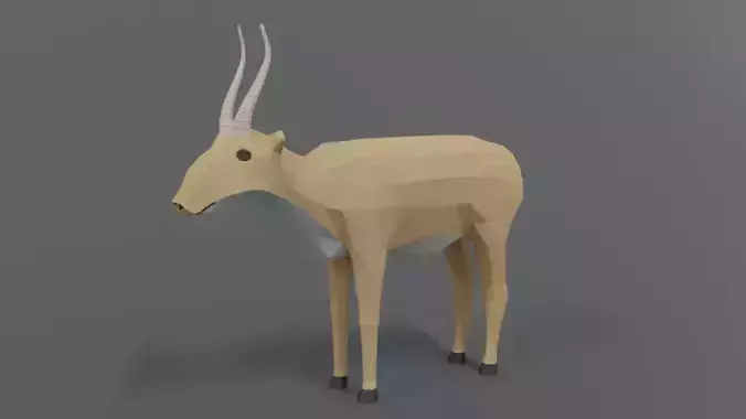 Low Poly Cartoon Saiga Antelope