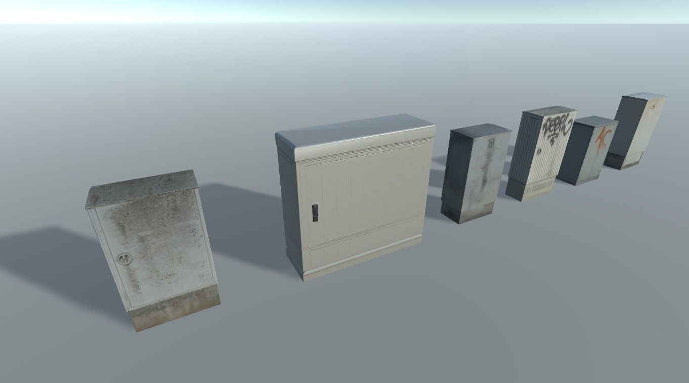 PBR Powerboxes locker with graffiti Low-poly 3D model_5