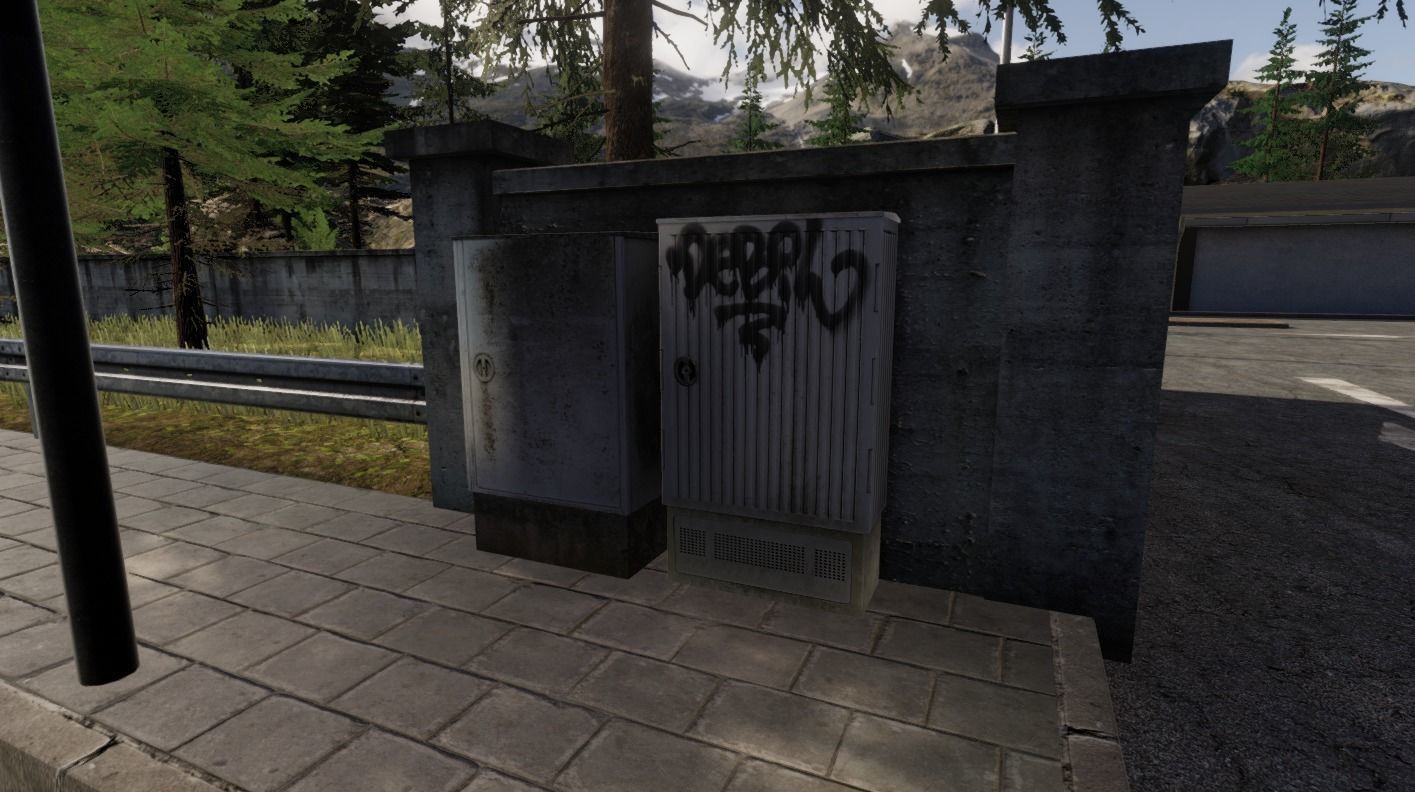 PBR Powerboxes locker with graffiti Low-poly 3D model_3