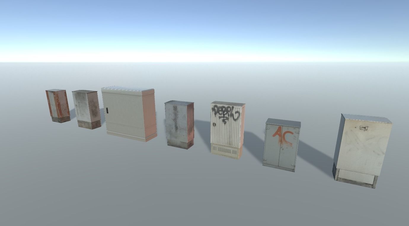 PBR Powerboxes locker with graffiti Low-poly 3D model_4