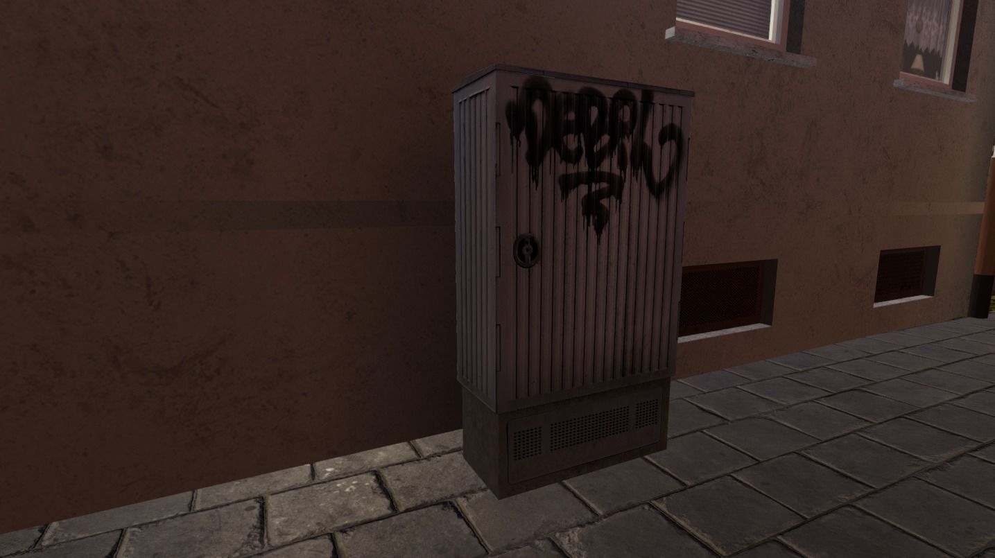 PBR Powerboxes locker with graffiti Low-poly 3D model_2