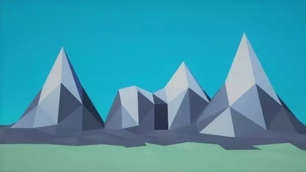 Low poly mountains polygonal 3D model_0