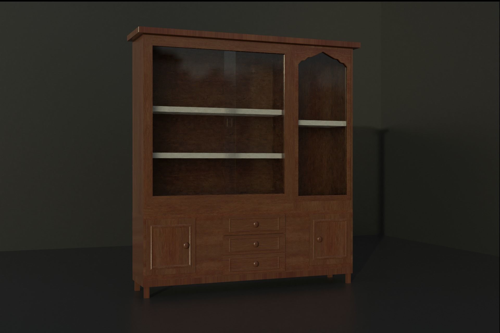 Showcase wooden cabinet 3D model_1