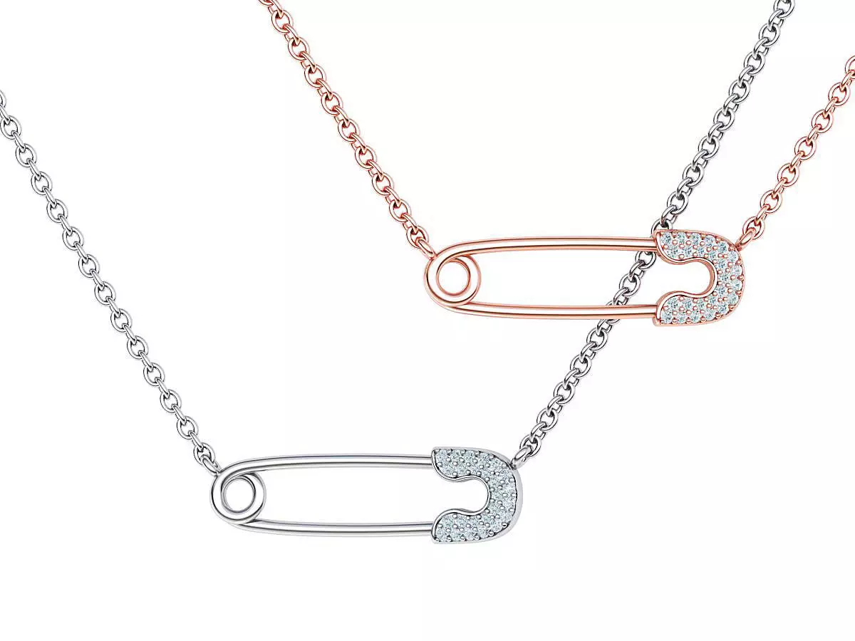 Diamond Safety Pin Necklace 3dmodel 3D print model