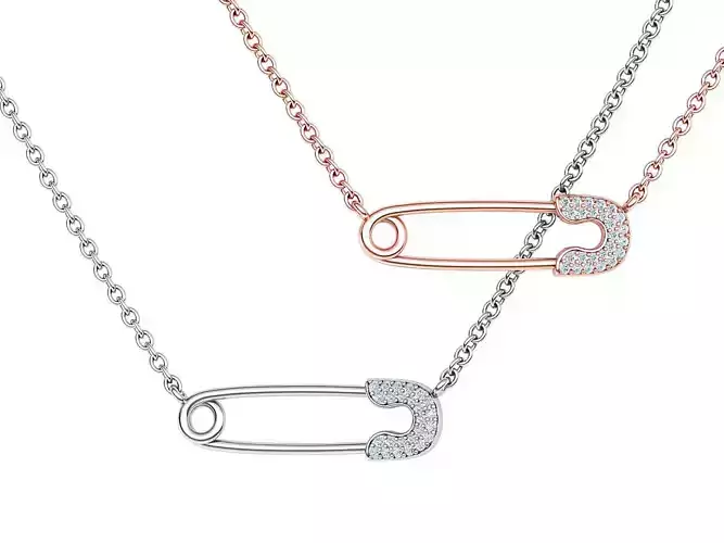 Diamond Safety Pin Necklace 3dmodel 3D print model