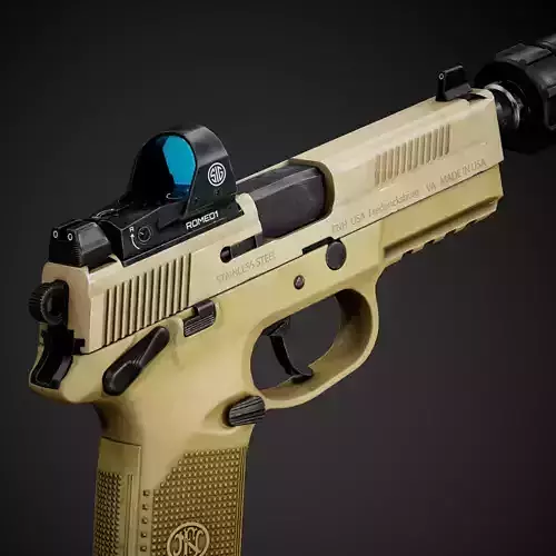 FNX-45 Tactical with  Attachments Low-poly 3D model