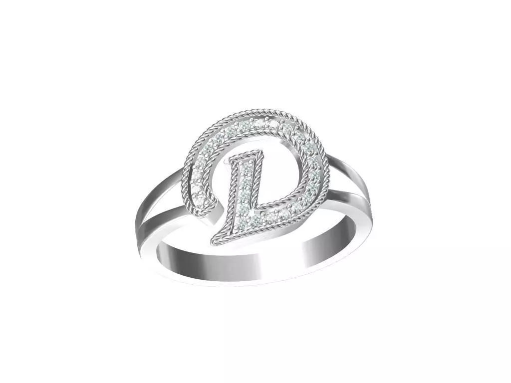Letter ring 3D print model_0