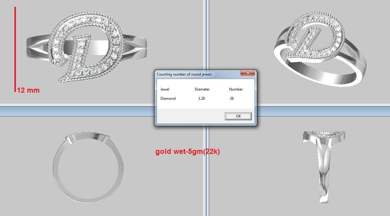 Letter ring 3D print model_4