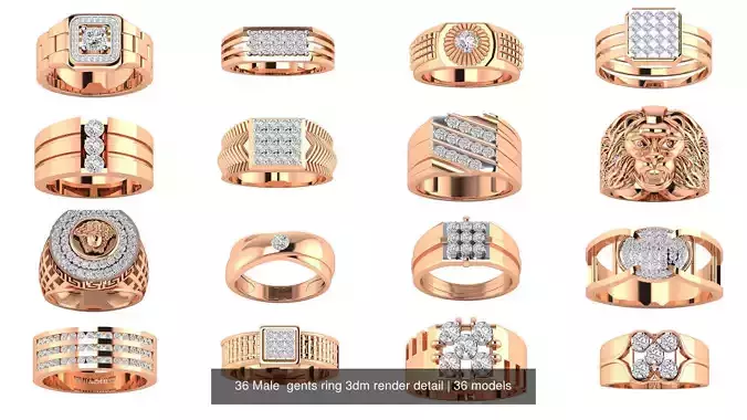 36 Male  gents ring 3dm render detail 3D Model Collection