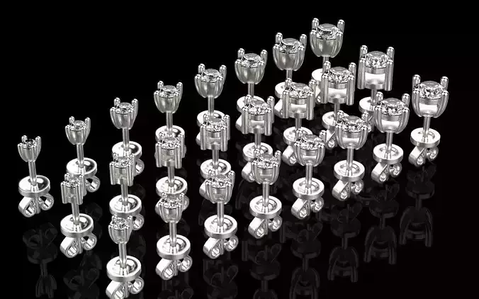 Stud with 1 gem  24 earring 3D print model
