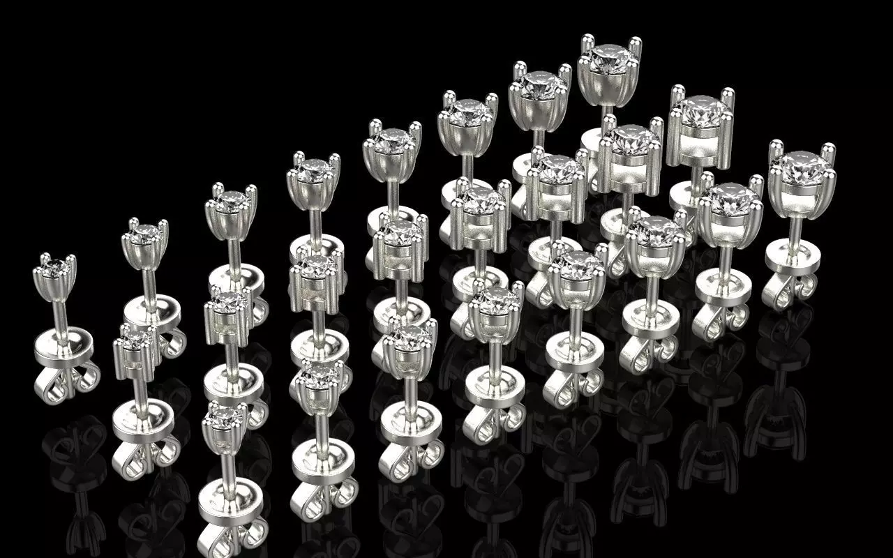 Stud with 1 gem 24 earring 3D print model