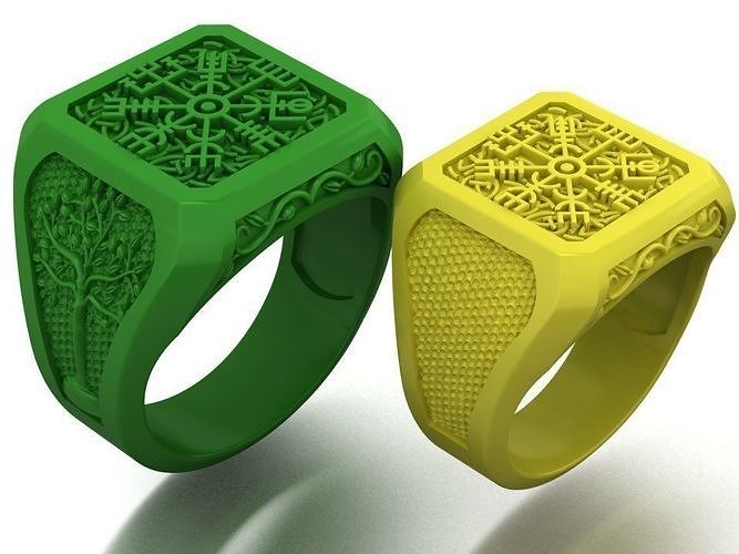 mens ring with  viking  symbols two options 3D print model