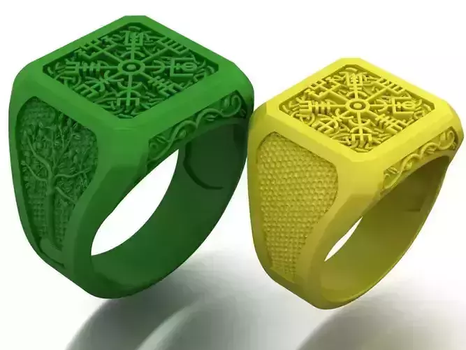 mens ring with  viking  symbols two options