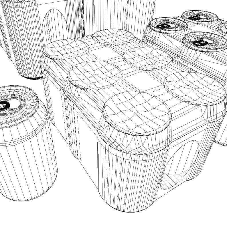 Generic soda can six pack bundle 3D model_3