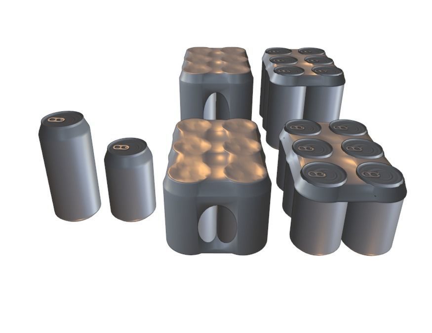 Generic soda can six pack bundle 3D model_8