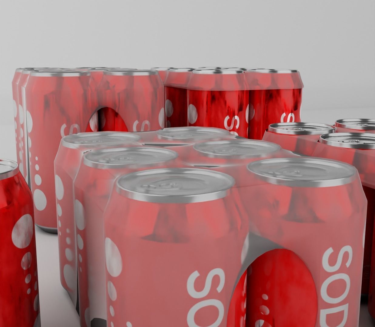 Generic soda can six pack bundle 3D model_2