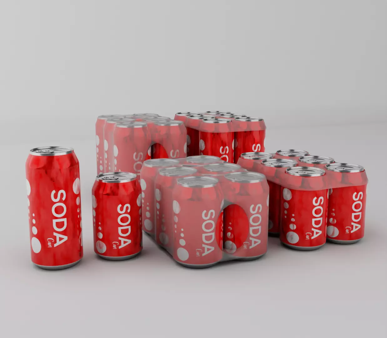 Generic soda can six pack bundle 3D model_0