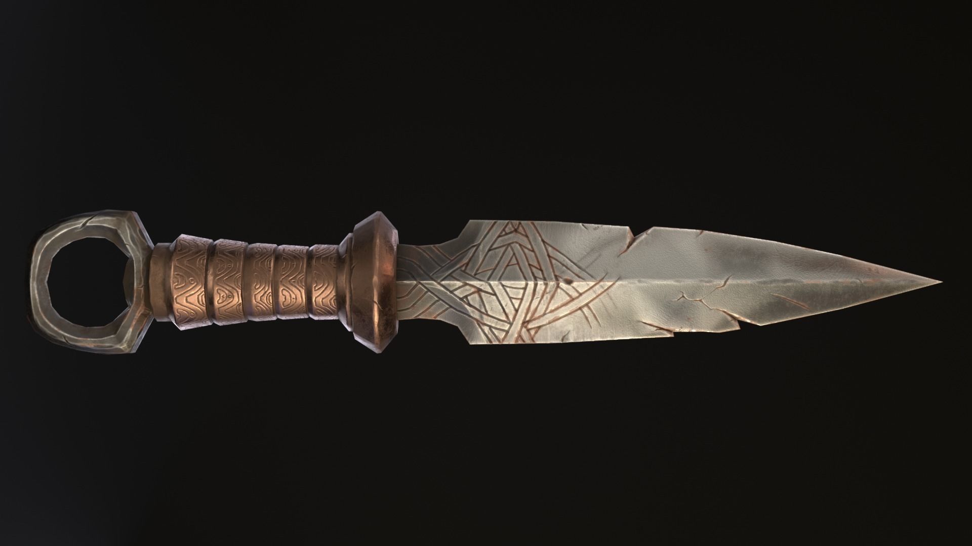 Medieval Dagger Low Poly 3D Model Low-poly 3D model_1