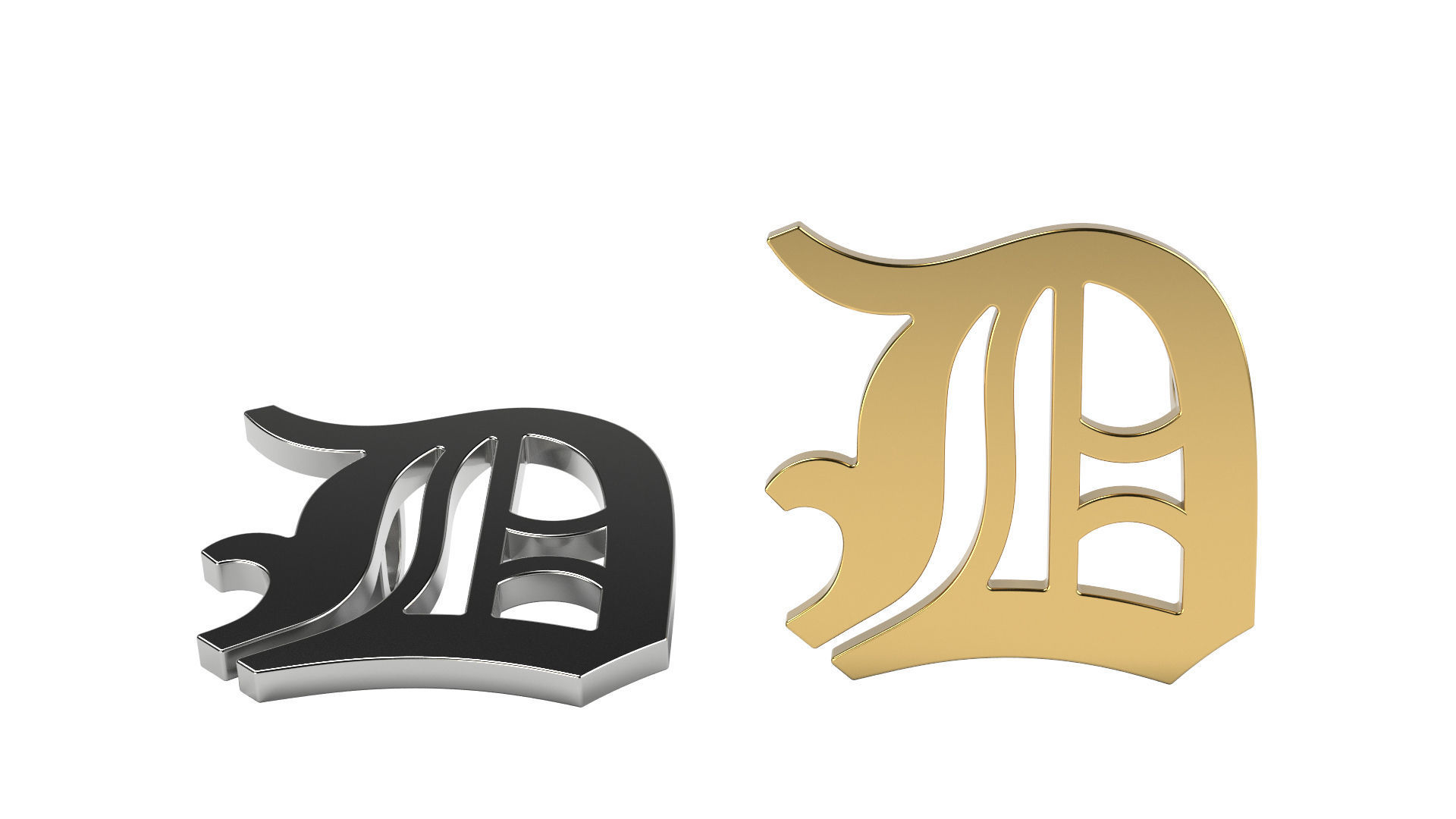 Old English D stone and solid 3D print model_3