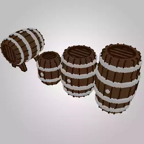 Voxel Wooden Barrels Pack
