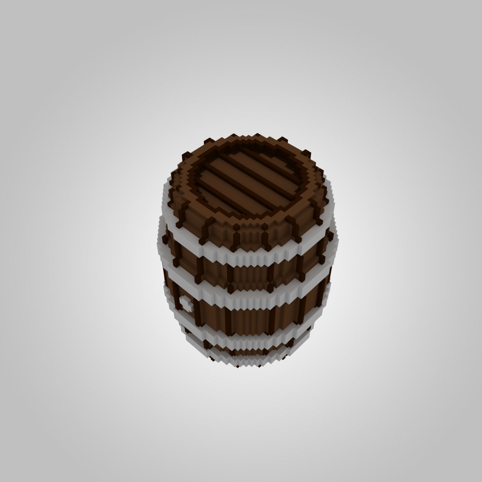 Voxel Wooden Barrels Pack 3D Model Collection_13