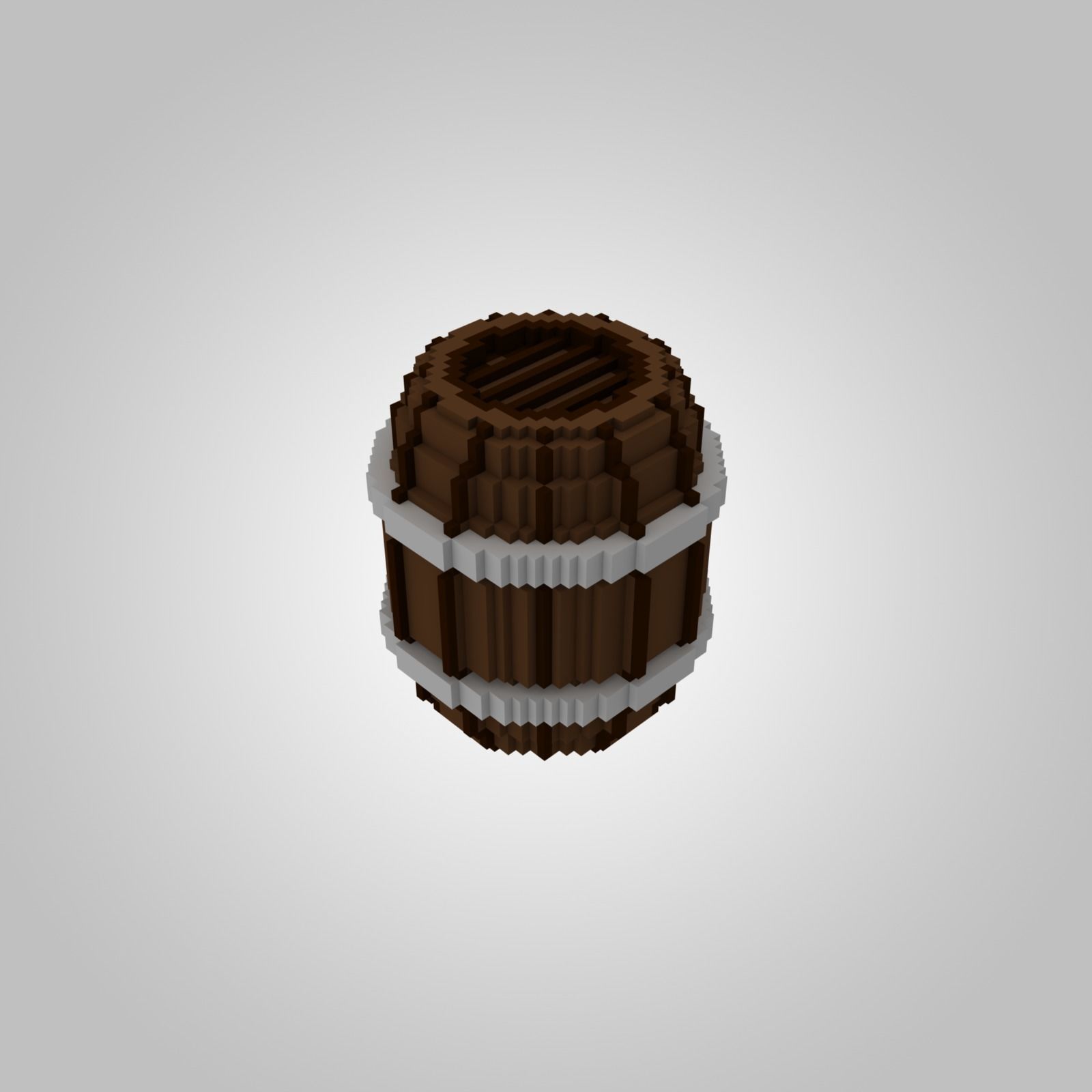 Voxel Wooden Barrels Pack 3D Model Collection_9