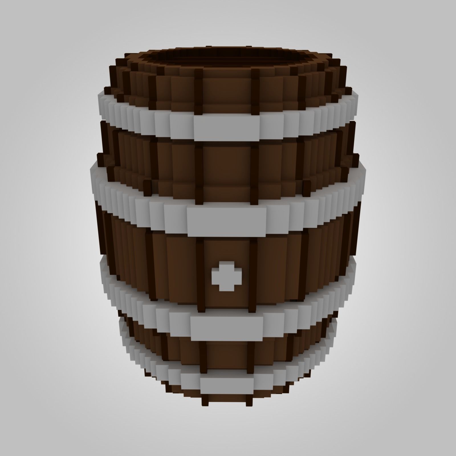 Voxel Wooden Barrels Pack 3D Model Collection_11