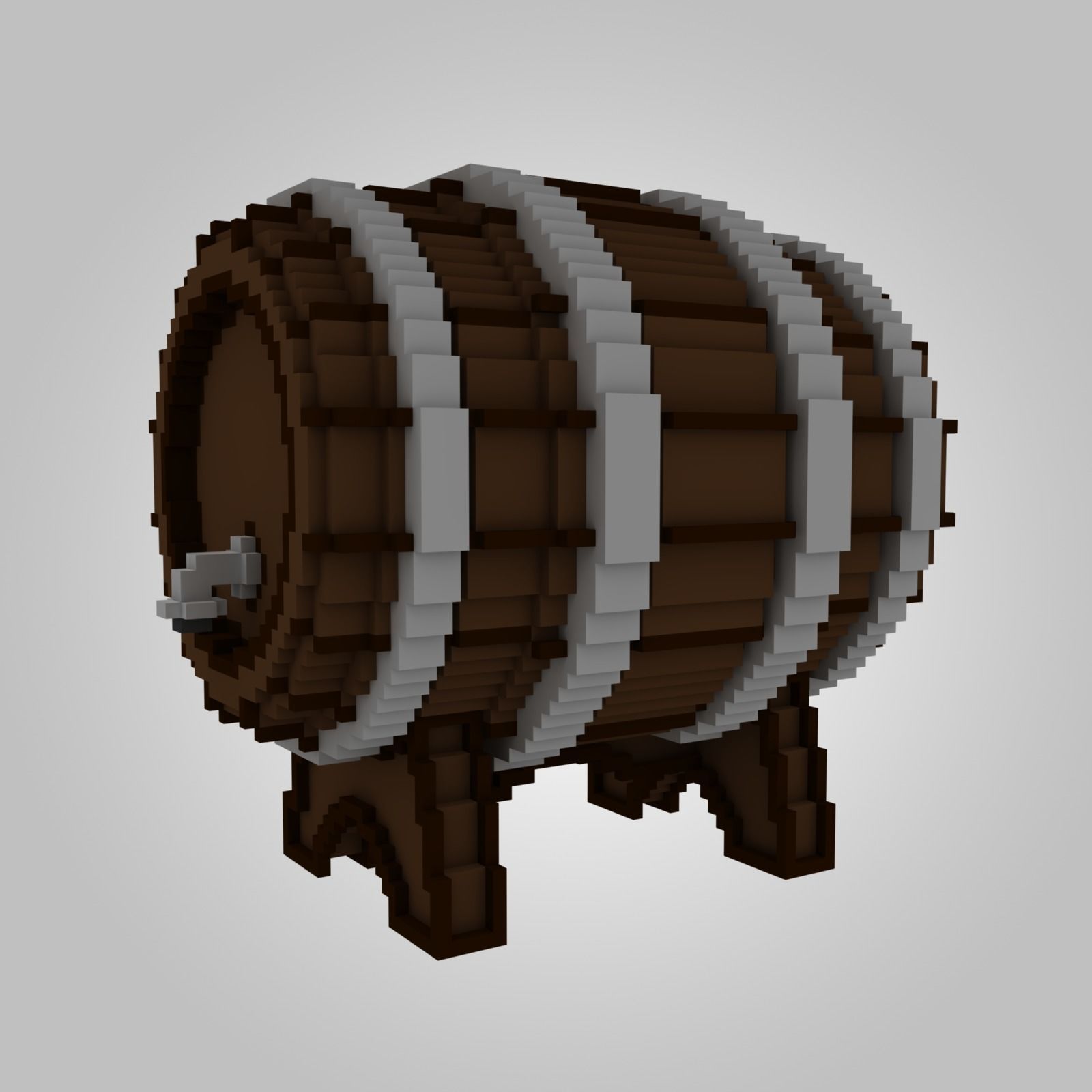 Voxel Wooden Barrels Pack 3D Model Collection_2