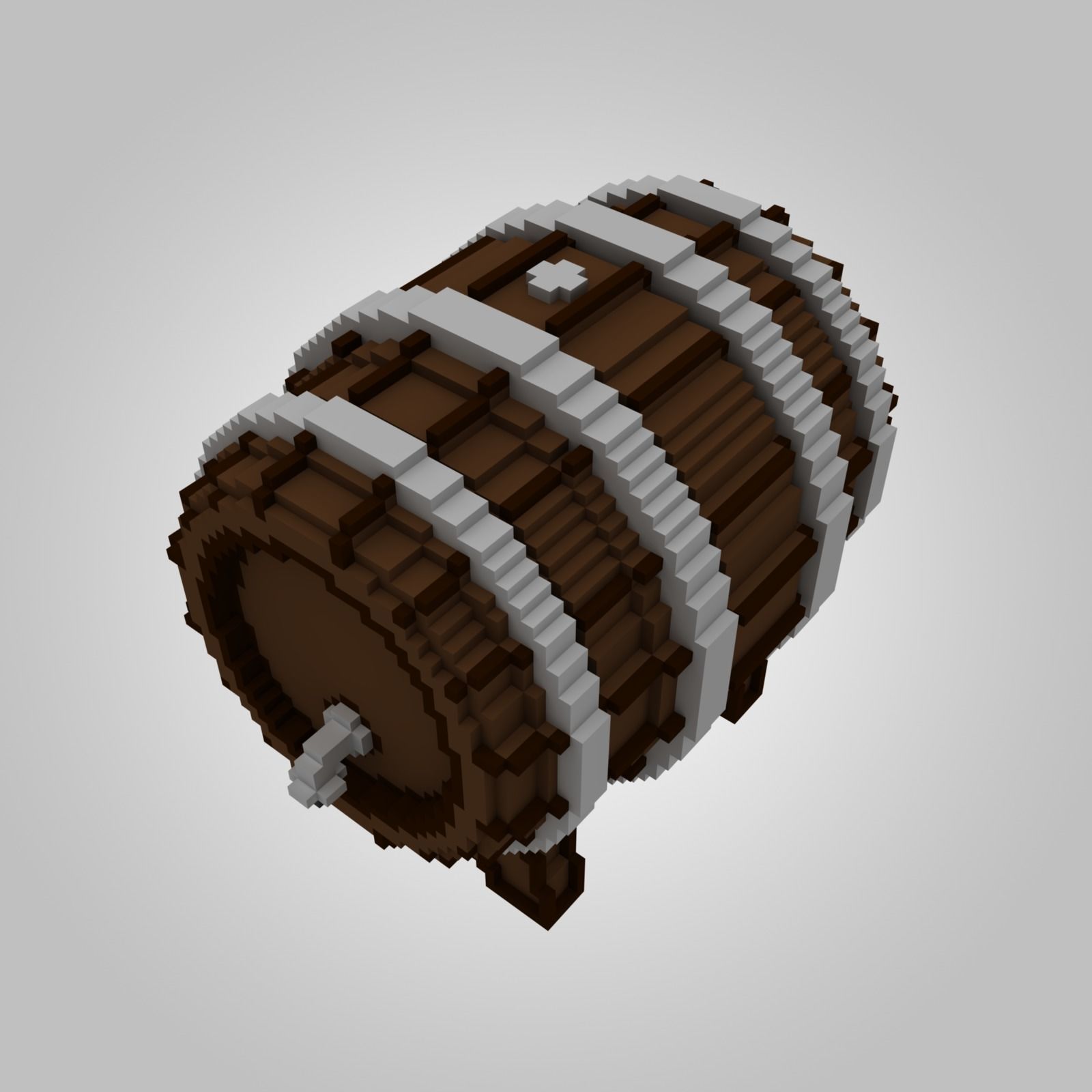 Voxel Wooden Barrels Pack 3D Model Collection_4