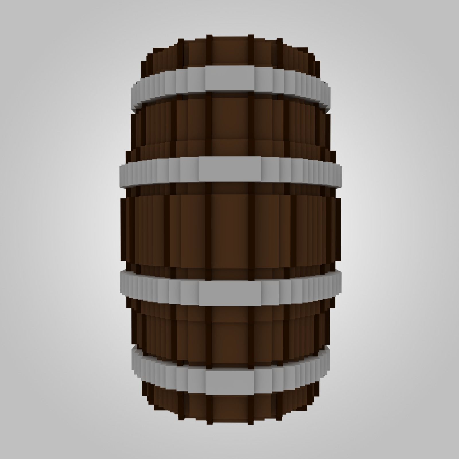 Voxel Wooden Barrels Pack 3D Model Collection_16