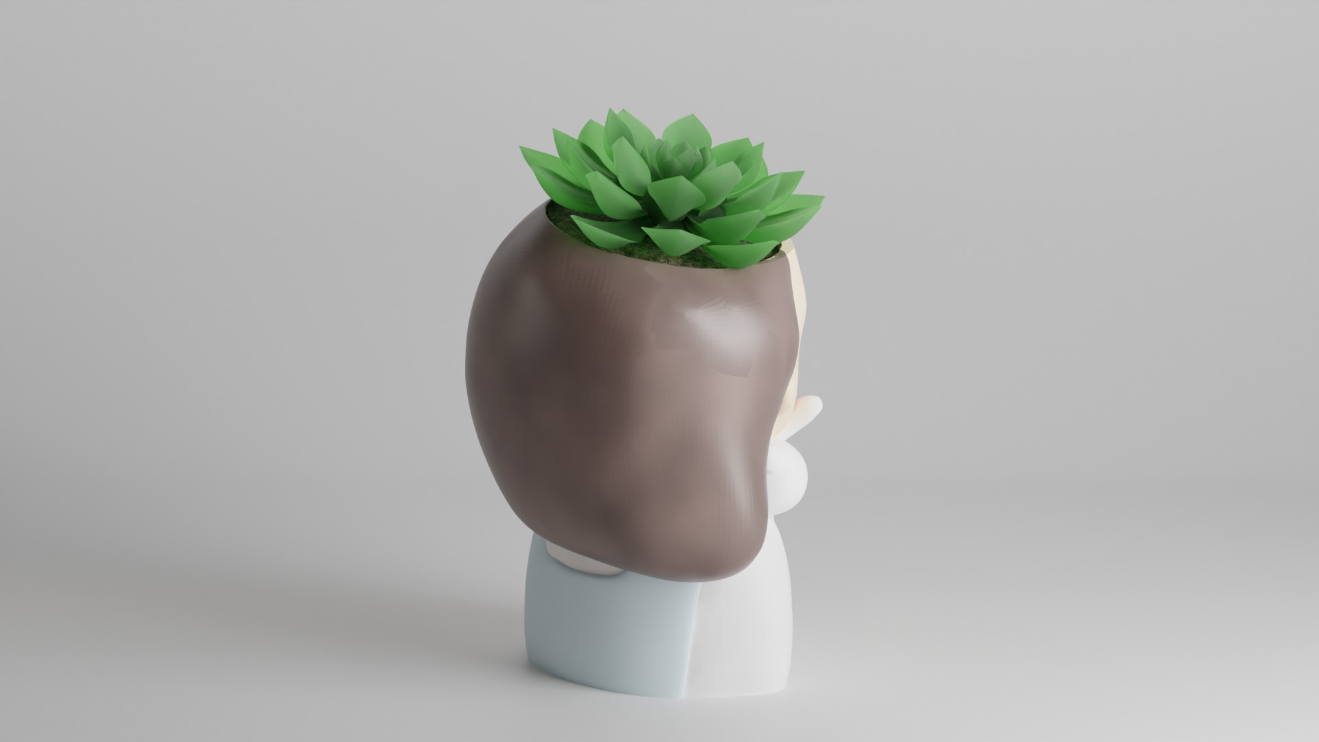 Adorable Girl Planter with Succulent and Bunny 3D print model_3