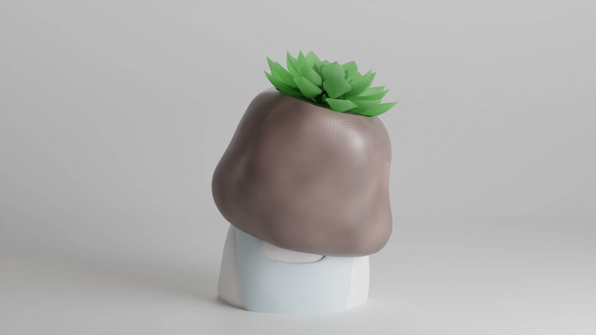Adorable Girl Planter with Succulent and Bunny 3D print model_4