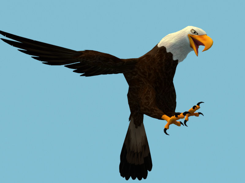 Eagle flying in sky 3D model_7