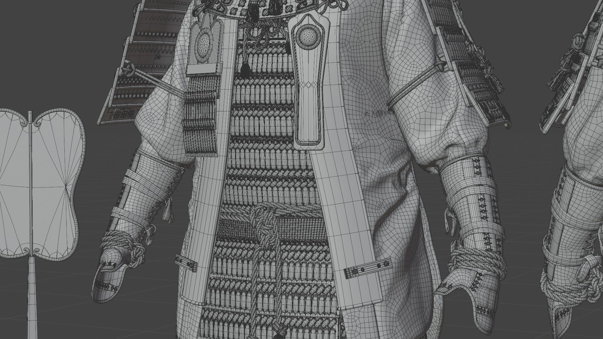 MEDIEVAL japanese Samurai 3D model_35