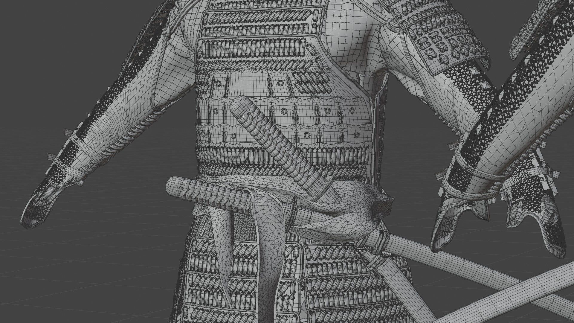 MEDIEVAL japanese Samurai 3D model_16