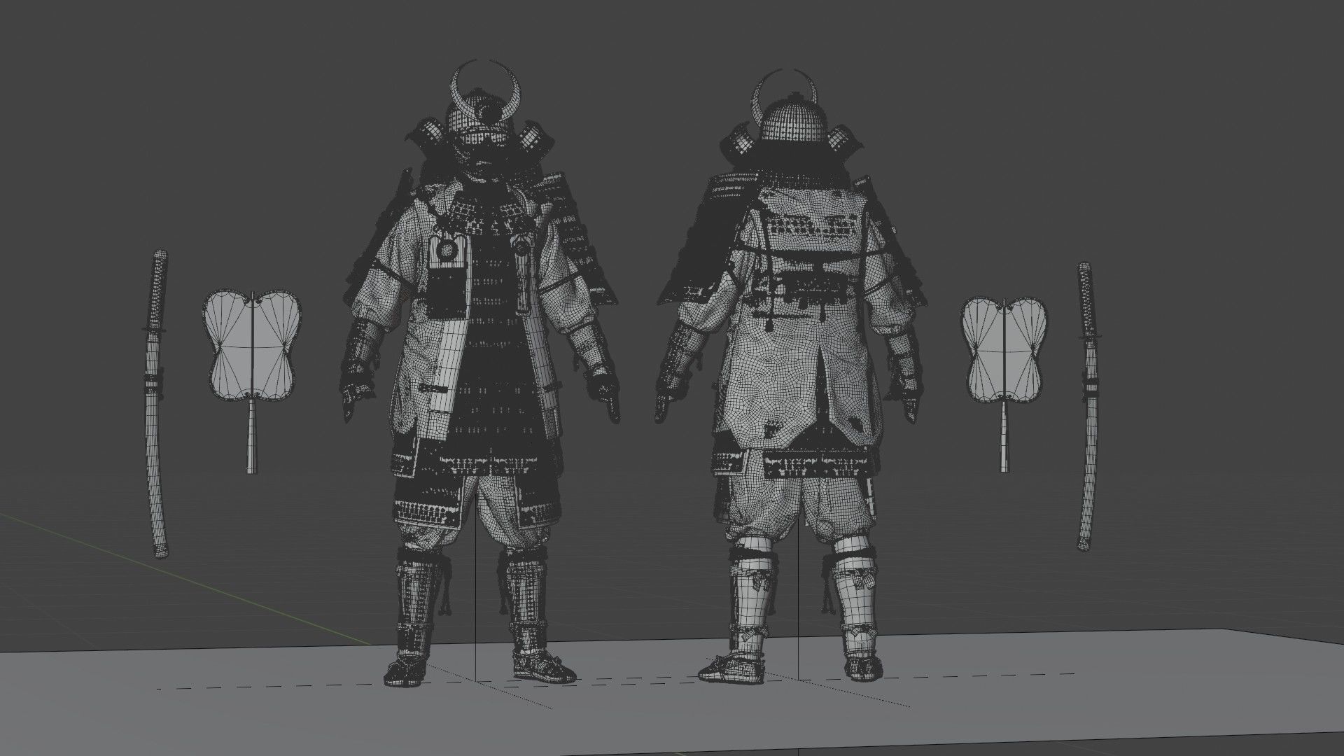 MEDIEVAL japanese Samurai 3D model_32