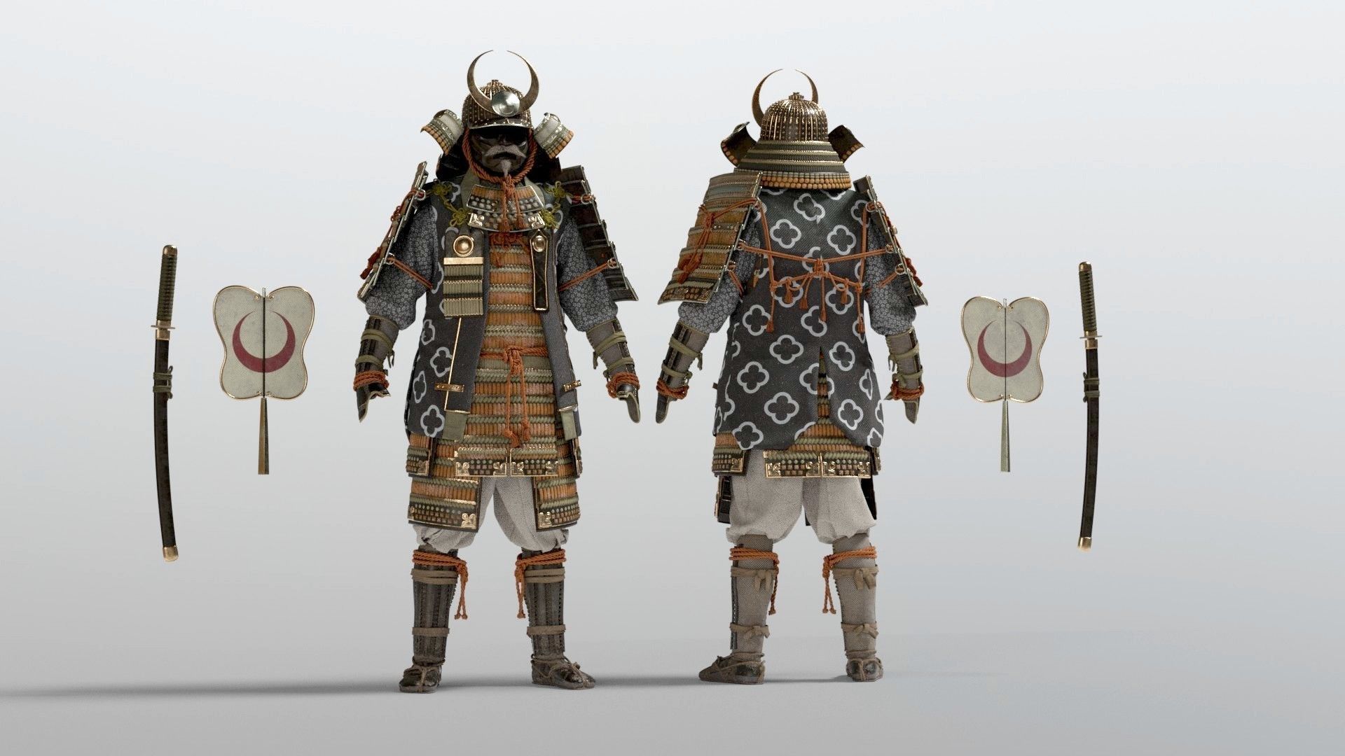 MEDIEVAL japanese Samurai 3D model_23