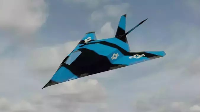 Low poly F117-A BLUE