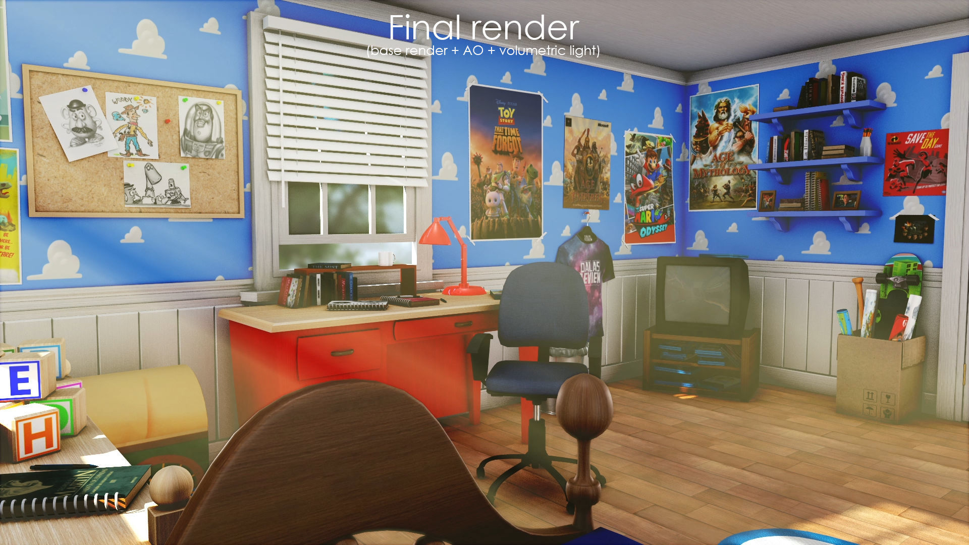 3D Cartoon bedroom environment from Toy Story 3D model_4