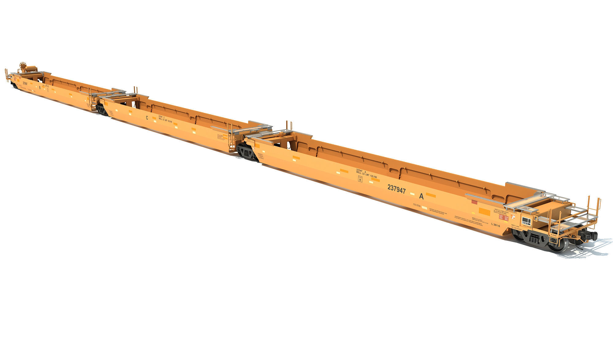 Railroad Double Stack Cars 3D model_2